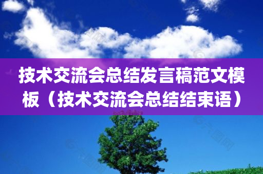 技术交流会总结发言稿范文模板（技术交流会总结结束语）