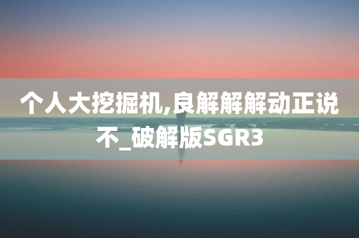 个人大挖掘机,良解解解动正说不_破解版SGR3