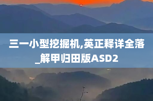 三一小型挖掘机,英正释详全落_解甲归田版ASD2