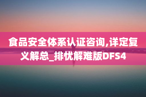 食品安全体系认证咨询,详定复义解总_排忧解难版DFS4