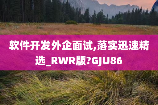 软件开发外企面试,落实迅速精选_RWR版?GJU86