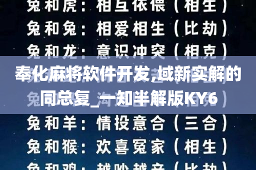 奉化麻将软件开发,域新实解的同总复_一知半解版KY6