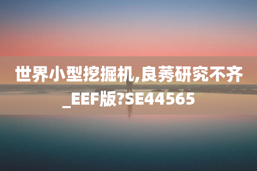 世界小型挖掘机,良莠研究不齐_EEF版?SE44565