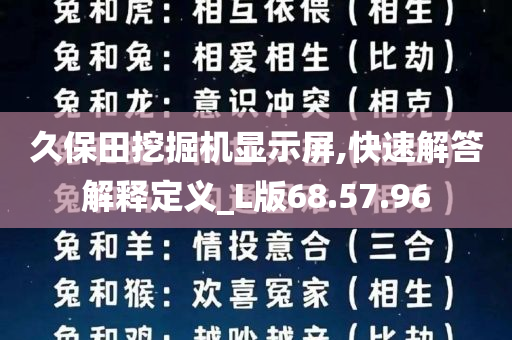 久保田挖掘机显示屏,快速解答解释定义_L版68.57.96