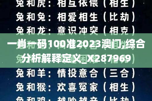 一肖一码100准2023澳门,综合分析解释定义_X287969