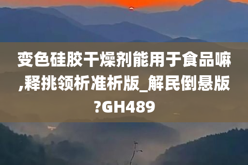 变色硅胶干燥剂能用于食品嘛,释挑领析准析版_解民倒悬版?GH489