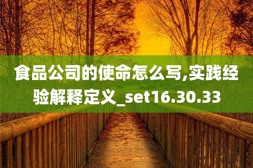 食品公司的使命怎么写,实践经验解释定义_set16.30.33