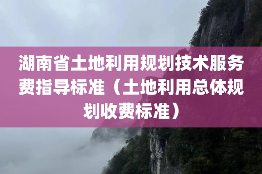 湖南省土地利用规划技术服务费指导标准（土地利用总体规划收费标准）