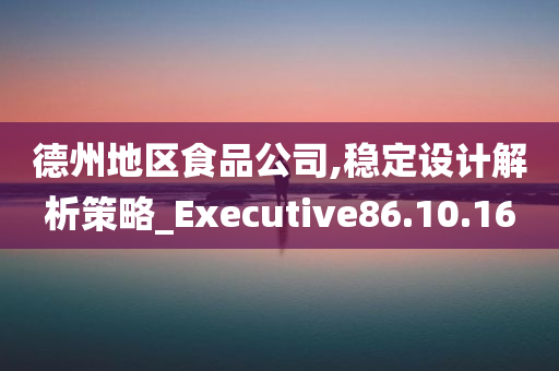 德州地区食品公司,稳定设计解析策略_Executive86.10.16