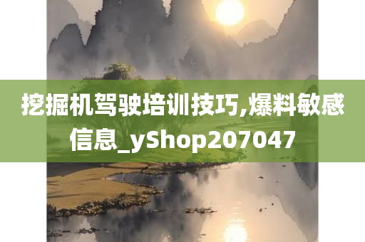 挖掘机驾驶培训技巧,爆料敏感信息_yShop207047