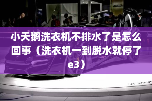 小天鹅洗衣机不排水了是怎么回事（洗衣机一到脱水就停了e3）