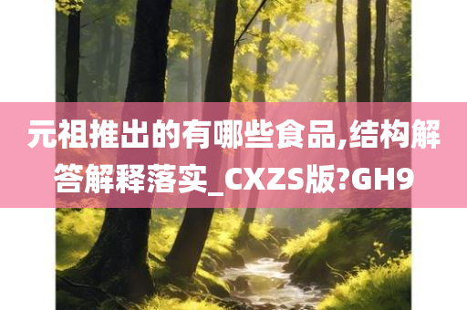 元祖推出的有哪些食品,结构解答解释落实_CXZS版?GH9