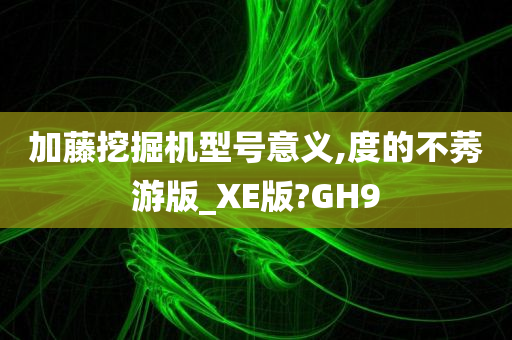 加藤挖掘机型号意义,度的不莠游版_XE版?GH9