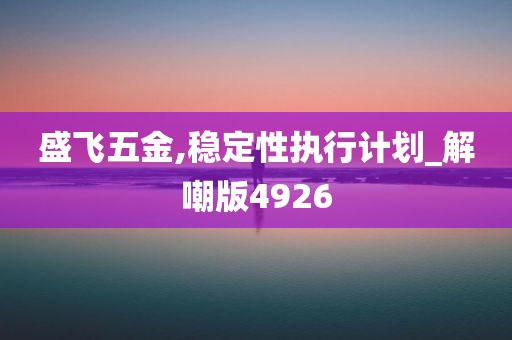 盛飞五金,稳定性执行计划_解嘲版4926