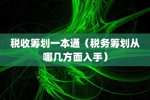 税收筹划一本通（税务筹划从哪几方面入手）