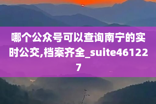 哪个公众号可以查询南宁的实时公交,档案齐全_suite461227