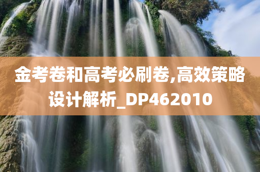 金考卷和高考必刷卷,高效策略设计解析_DP462010