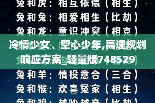 冷情少女、空心少年,高速规划响应方案_轻量版748529