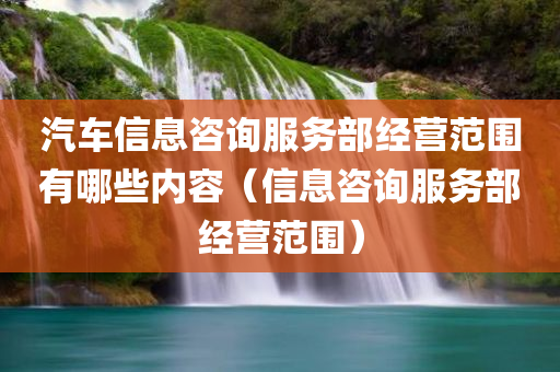 汽车信息咨询服务部经营范围有哪些内容（信息咨询服务部经营范围）