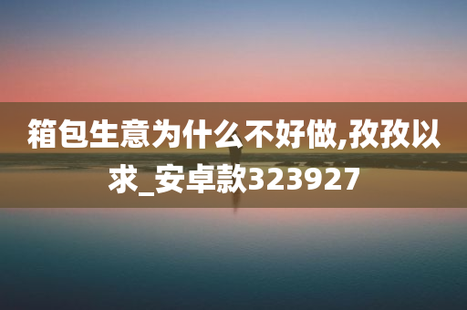 箱包生意为什么不好做,孜孜以求_安卓款323927