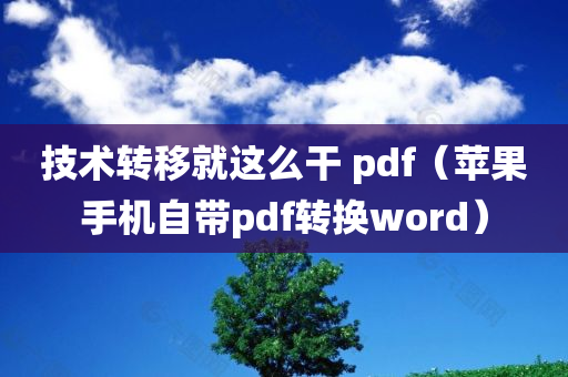 技术转移就这么干 pdf（苹果手机自带pdf转换word）