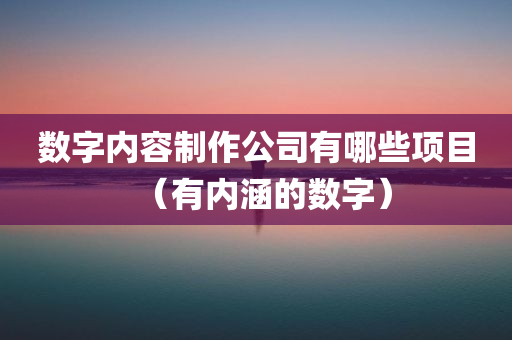 数字内容制作公司有哪些项目（有内涵的数字）