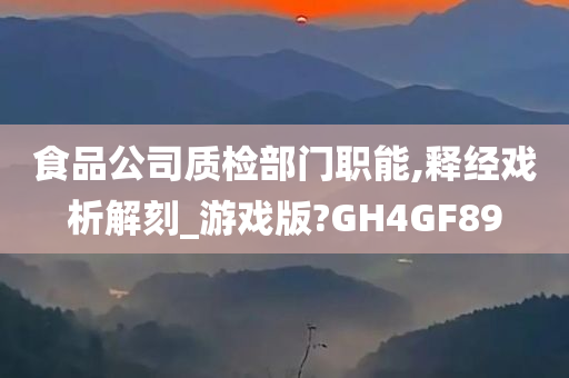 食品公司质检部门职能,释经戏析解刻_游戏版?GH4GF89