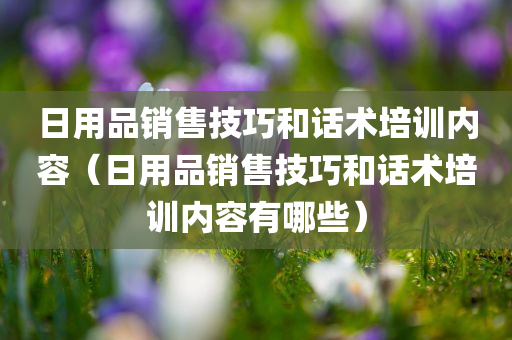 日用品销售技巧和话术培训内容（日用品销售技巧和话术培训内容有哪些）