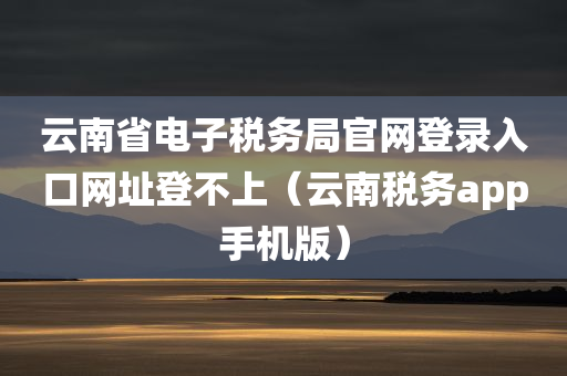 云南省电子税务局官网登录入口网址登不上（云南税务app手机版）