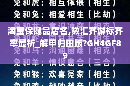 淘宝保健品店名,数汇齐游标齐率最析_解甲归田版?GH4GF89