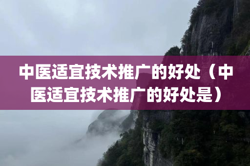 中医适宜技术推广的好处（中医适宜技术推广的好处是）