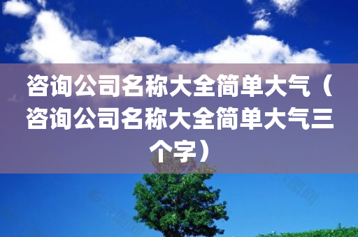 咨询公司名称大全简单大气（咨询公司名称大全简单大气三个字）