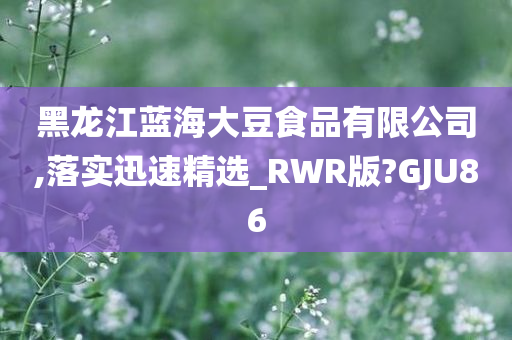 黑龙江蓝海大豆食品有限公司,落实迅速精选_RWR版?GJU86