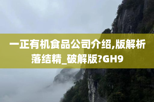 一正有机食品公司介绍,版解析落结精_破解版?GH9