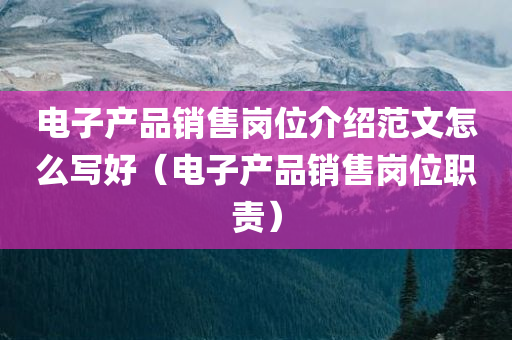 电子产品销售岗位介绍范文怎么写好（电子产品销售岗位职责）