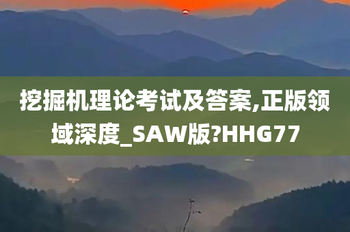 挖掘机理论考试及答案,正版领域深度_SAW版?HHG77